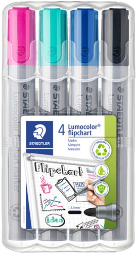 Viltstift Staedtler 356 voor flipover rond 2mm ass 4 Stuk