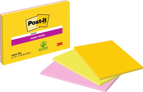 Memoblok Post-it 6445S S 152x101mm ass 3st 3 Stuk