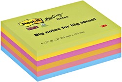 Memoblok Post-it 8645 Super Sticky 203x153mm ass 6 Stuk