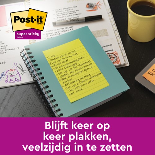 Memoblok Post-it 8645 Super Sticky 203x153mm assorti 6 stuks-3