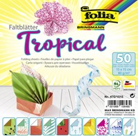 Vouwblaadjes Folia 80gr 15x15cm 50v 2z tropical 50 Vel