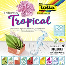 Vouwblaadjes Folia 80gr 15x15cm 50v 2z tropical 50 Vel