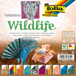 Vouwblaadjes Folia 80gr 15x15cm 50v 2z wildlife 50 Vel
