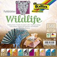 Vouwblaadjes Folia 80gr 15x15cm 50v 2z wildlife 50 Vel