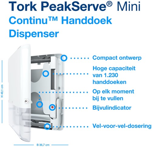 Handdoekdispenser Tork H5 Elevation klein wit 1 Stuk-3