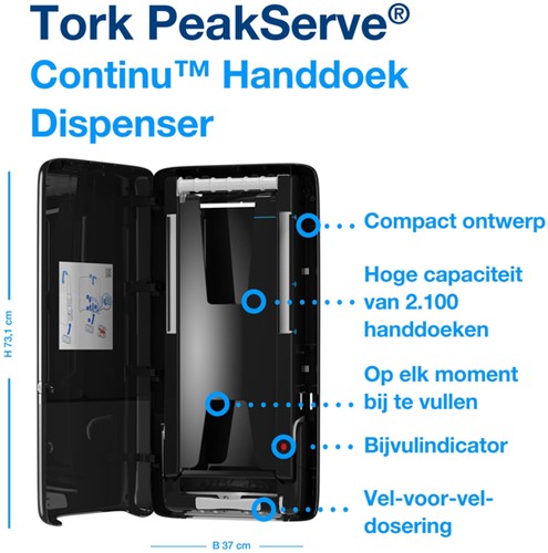 Handdoekdispenser Tork H5 Elevation zwart 1 Stuk-3