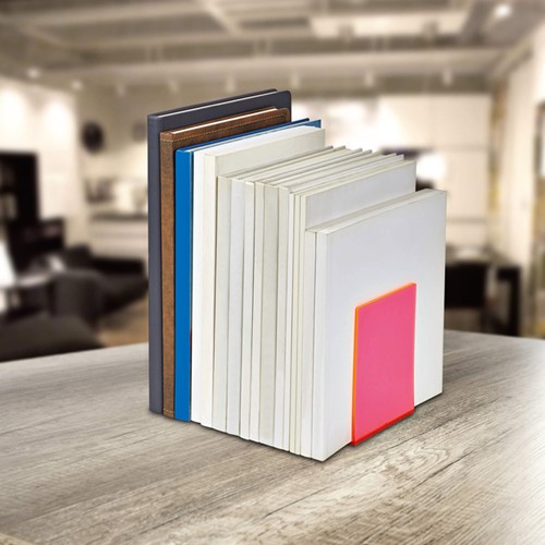 Boekensteun MAUL 10x10x13cm acryl neon rood 2 Stuk-2