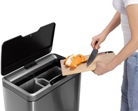 Afvalbak EKO Mirage met sensor 20+20liter RVS mat 1 Stuk-2