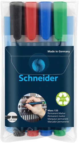 Viltstift Schneider Maxx 133 schuin 1-4mm assorti 4 Stuk