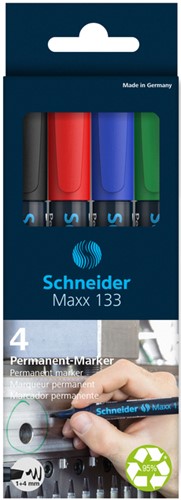 Viltstift Schneider Maxx 133 schuin 1-4mm assorti 4 Stuk