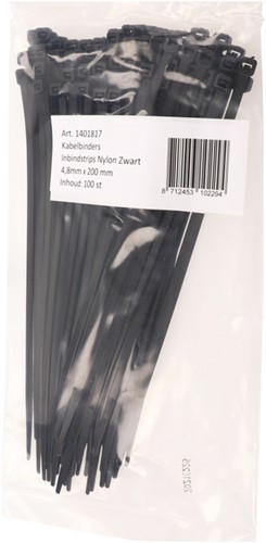 Kabelbinders IEZZY nylon 4.8x200mm D 49.5mm zwart 100 Stuk-2