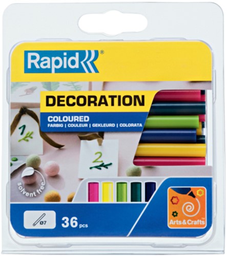 Lijmpatroon Rapid 7mm 5 kleuren assorti 36 stuks