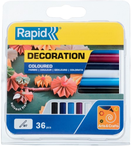 Lijmpatroon Rapid 7mm 5 kleuren assorti 36 Stuk