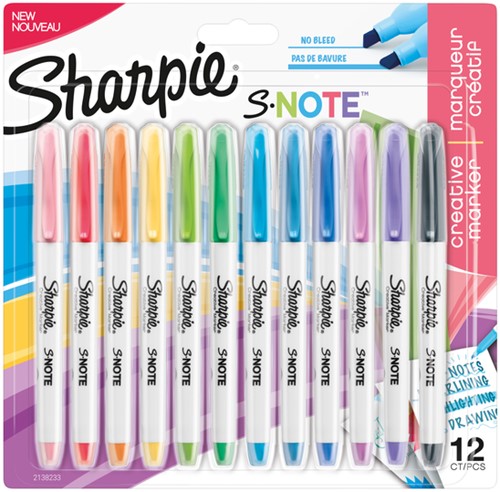Markeerstift Sharpie S-note 12st assorti 12 Stuk
