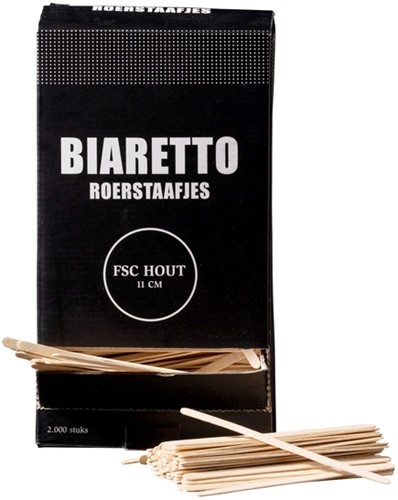 Roerstaafjes Biaretto hout 11cm 2000 stuks 2000 Stuk-1