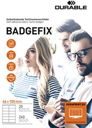 Naambadge etiket Durable 8363 Badgefix 46x105mm zk 240 Stuk