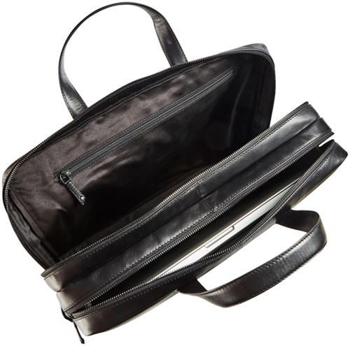 Businesstas Maverick All Black met laptopvak 15.6" leer zwart-2