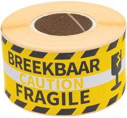 Etiket Rillprint fragile geel 250 Stuk