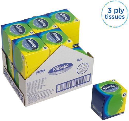 Facial tissues Kleenex kubus 3laags 56 vel wit 56 Vel-2