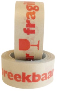 Waarschuwingstape IEZZY 50mmx50m 80% gerecycled papier bruin rood-2