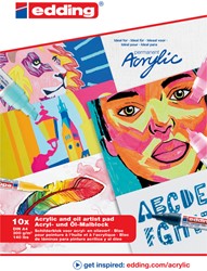 Olie-acrylblok edding 30010 A4 10 vel 300gr wit 1 Stuk