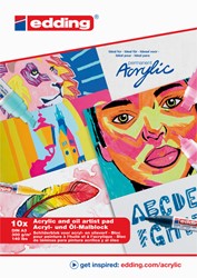 Olie-acrylblok edding 30010 A3 10 vel 300gr wit 1 Stuk