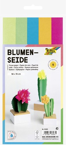 Zijdevloeipapier Folia 50x70cm 20gr neon ass 5vel 5 Vel