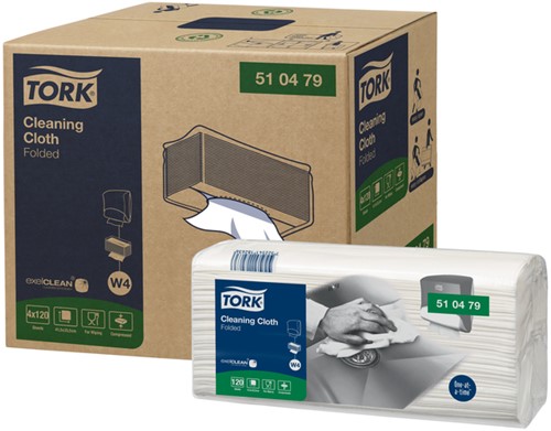 Reinigingsdoek Tork W4 Premium gevouwen 1laags wit 4 pak-2