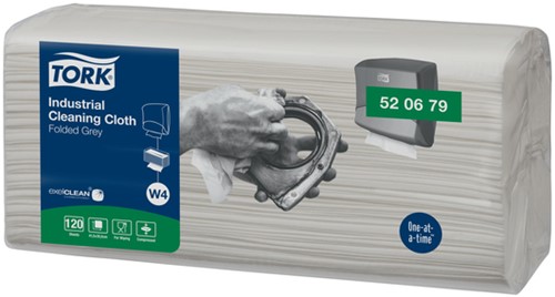 Reinigingsdoek Tork W4 Industrial gevouwen grijs 4 pak