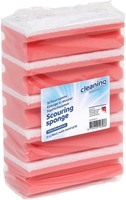 Schuurspons Cleaninq met greep 140x70x42mm rood/wit 5 stuks