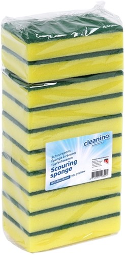Schuurspons Cleaninq 140x90x28mm geel/groen 10 Stuk