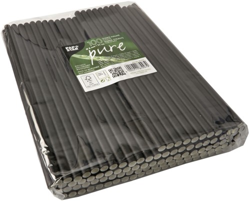 Drinkrietje Papstar 250mm papier zwart 100 Stuk-2