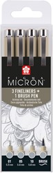 Fineliner Sakura Pigma Micron lichtgrijs 4 maten 4 Stuk