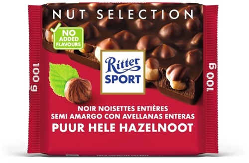 Chocolade Ritter Sport puur-hele hazelnoot 100gr