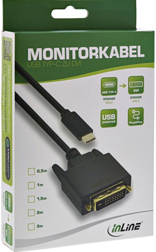 KABEL INLINE USB-C DVI 24+1 3.1 1080P M/M 2M ZWART 1 Stuk-2