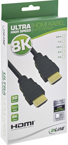 KABEL INLINE HDMI ETHERNET 8K M/M 2 M ZWART 1 Stuk-2