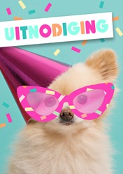 Uitnodiging Hond met zonnebril 4x9cm 5 Kaart