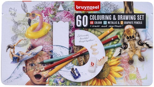 Tekenset Bruynzeel creatieve kunstenaars 60 delen 60 Stuk