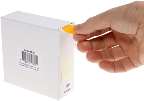 Etiket Rillprint 25mm 500st op rol fluor oranje 500 etiket-3