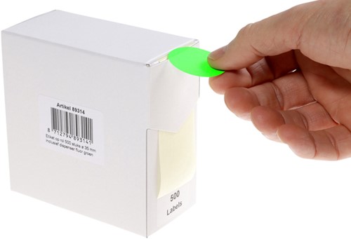 Etiket Rillprint 35mm op rol fluor groen 500 stuks-3