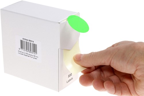 Etiket Rillprint 35mm 500st op rol fluor groen 500 etiket-1
