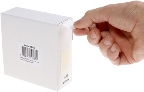 Etiket Rillprint 25mm 500st op rol wit 500 etiket-3