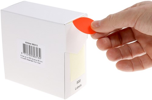 Etiket Rillprint 35mm 500st op rol fluor rood 500 etiket-3