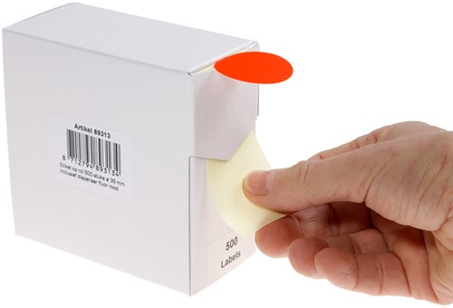 Etiket Rillprint 35mm 500st op rol fluor rood 500 etiket-4