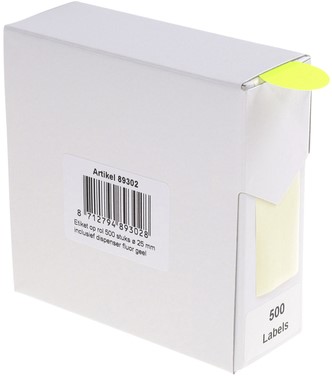 Etiket Rillprint 25mm 500st op rol fluor geel 500 etiket-2