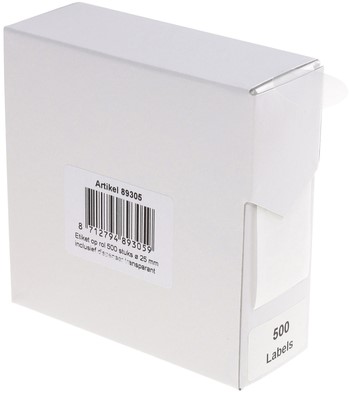 Etiket Rillprint 25mm 500st op rol transparant 500 etiket-2