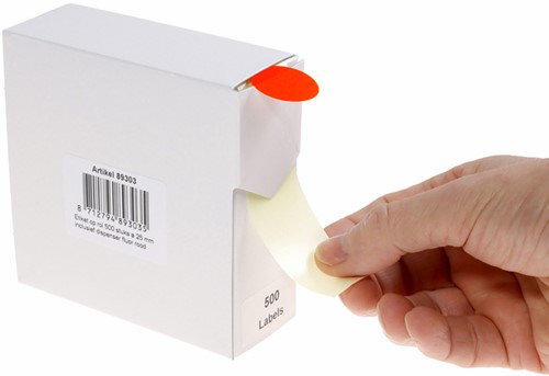 Etiket Rillprint 25mm 500st op rol fluor rood 500 etiket-4