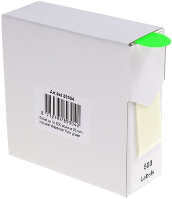 Etiket Rillprint 25mm 500st op rol fluor groen 500 etiket-2