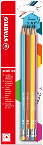 Potlood STABILO 160 HB met gumtop 6st assorti 6 Stuk