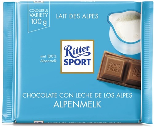 Chocolade Ritter Sport alpenmelk 100gr